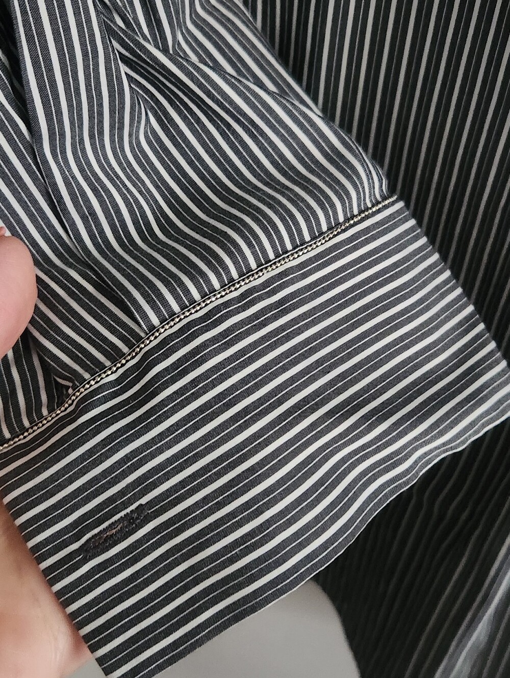 Lafayette 148 New York Striped Popover Monili Bead Trim Navy White Size Small - Picture 5 of 10